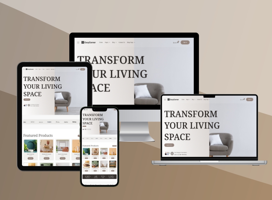 Home decor website design for cozy